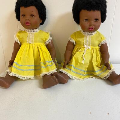 Pair of Vintage 1969 Jolly Toys African American baby dolls
