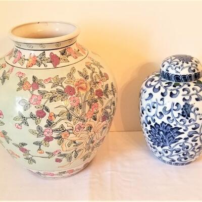 Lot #66  Pair of Asian Decorative Pots - one Andrea