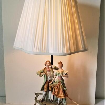 Lot #70  Vintage Table Lamp - Bisque Figures