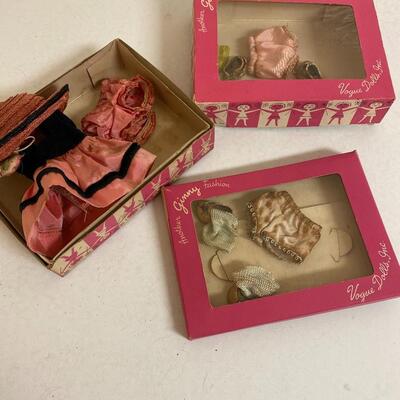 Lot of vintage Ginny Doll clothes with box. 