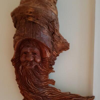 Boho wall hanging carved man
