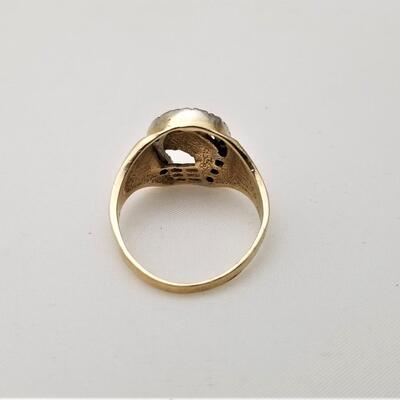 Lot #75  14kt Men's Ring - Horseshoe with Diamonds