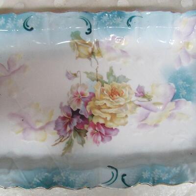 Old Fancy Tray With Floral Theme, Unsigned