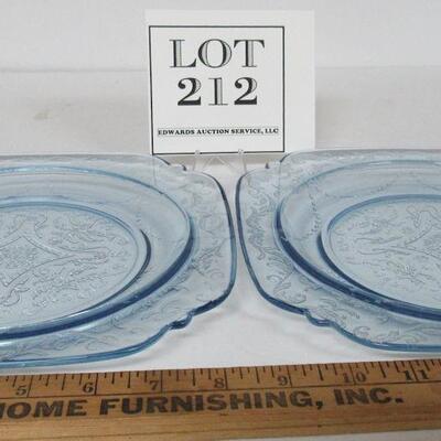 2 Federal Glass Blue Madrid Lunch Plates; See all Photos and read description!