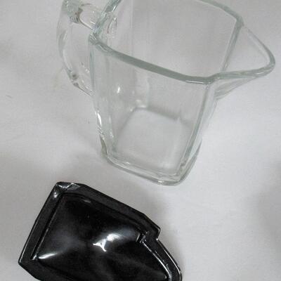 Vintage Paden City Glass Batter/Waffle Set Art Deco Clear and Black; Read description for details.