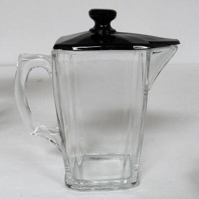 Vintage Paden City Glass Batter/Waffle Set Art Deco Clear and Black; Read description for details.