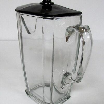 Vintage Paden City Glass Batter/Waffle Set Art Deco Clear and Black; Read description for details.