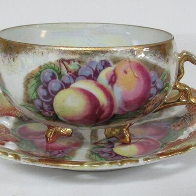 Fancy Pretty Fruit Theme Cup and Saucer Set Pierced Saucer, Royal Sealey Japan
