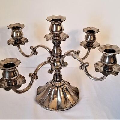 Lot #82  Nice Silverplate Candelabra and Center Bowl