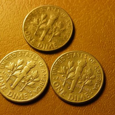 3- Roosevelt silver dimes 1958, 64, 66.