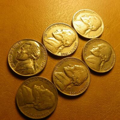 Mix of Nickels 1941,48,59,62,53.
