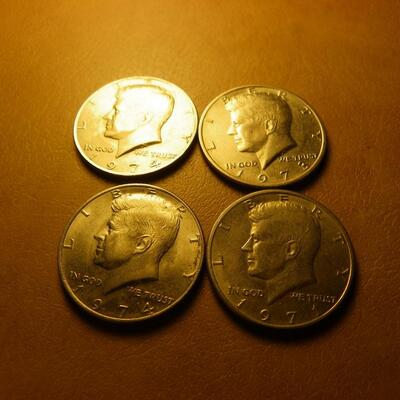 4- Kennedy 1974,71,73. half dollar coins.
