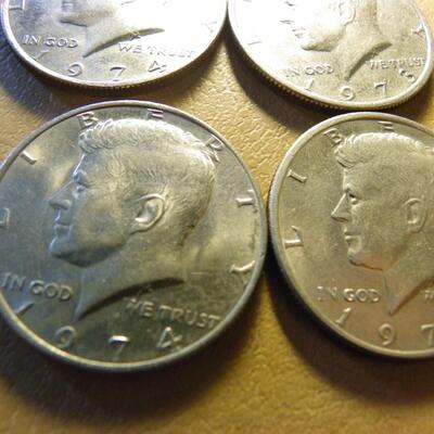 4- Kennedy 1974,71,73. half dollar coins.