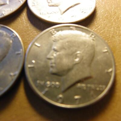 4- Kennedy 1974,71,73. half dollar coins.