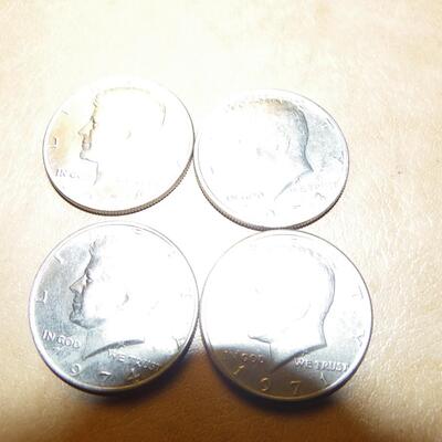 4- Kennedy 1974,71,73. half dollar coins.