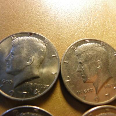 4- Kennedy 1974,71,73. half dollar coins.