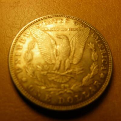 1882 Morgan silver dollar.