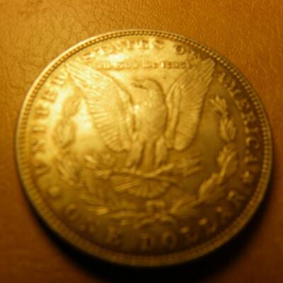 1882 Morgan silver dollar.