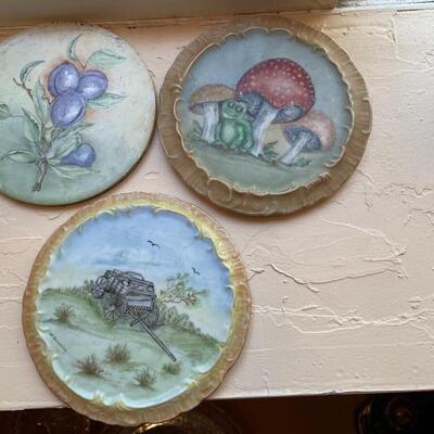 #217 Collection of Handpainted Ceramic Pieces Farm Scenes Nature Lot of 6