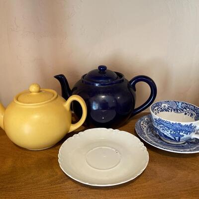 #219 Teapots & SPODE Tea Cup/Saucer & Haviland Saucer
