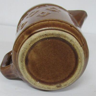 Vintage Brownware Pottery Pitcher, Unmarked