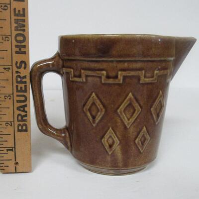 Vintage Brownware Pottery Pitcher, Unmarked