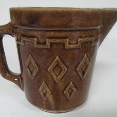 Vintage Brownware Pottery Pitcher, Unmarked