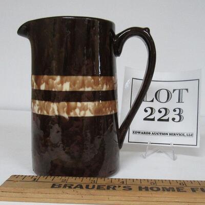 Vintage Spongeware Banded Pitcher, Unmarked
