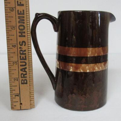 Vintage Spongeware Banded Pitcher, Unmarked
