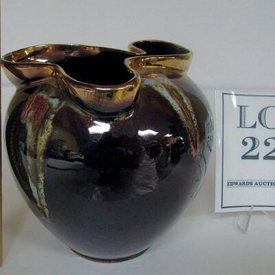 Nice pottery Vase Golden Bronze Label Attached, Unknown Maker