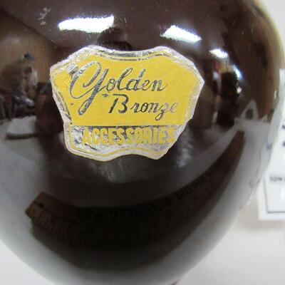 Nice pottery Vase Golden Bronze Label Attached, Unknown Maker