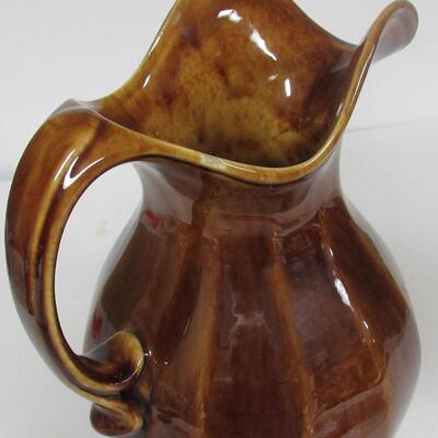Large Vintage Morton Pottery Water Pitcher, Marked On Bottom