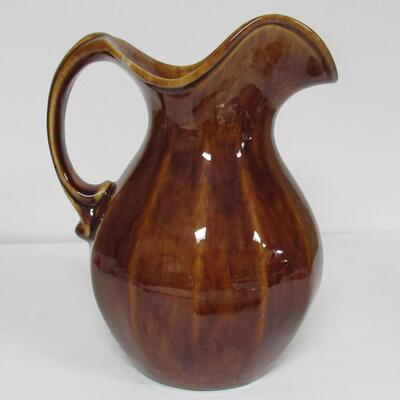 Large Vintage Morton Pottery Water Pitcher, Marked On Bottom
