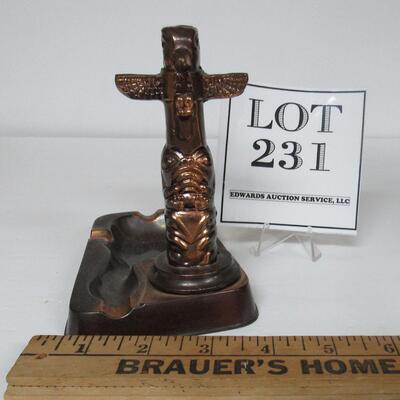 Vintage Copper Ashtray With Native American Totem Pole and the Thunderbird