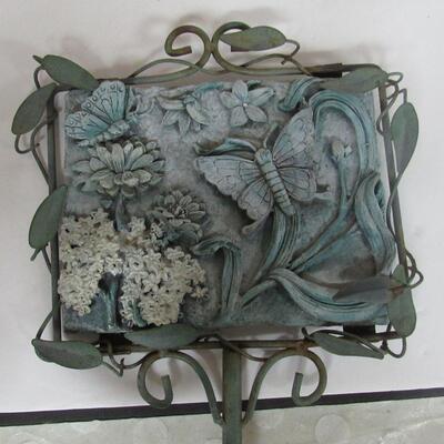 Iron Rod Garden Stake with Butterflies