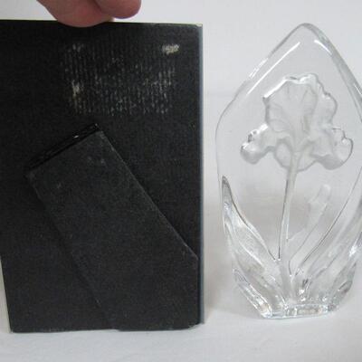 Glass Iris Paperweight and Mother Poem