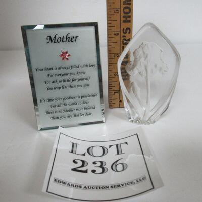 Glass Iris Paperweight and Mother Poem