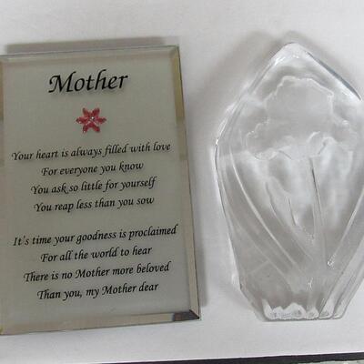Glass Iris Paperweight and Mother Poem