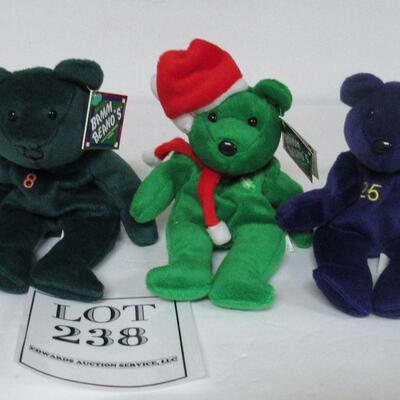 3 Bam Beano Bears Plush Beanbags, Baseball Players Ripkin Jr, Jones, McGwire