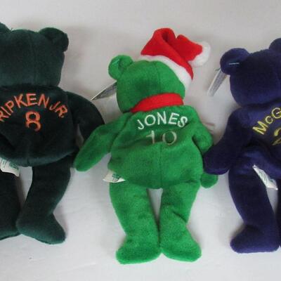 3 Bam Beano Bears Plush Beanbags, Baseball Players Ripkin Jr, Jones, McGwire