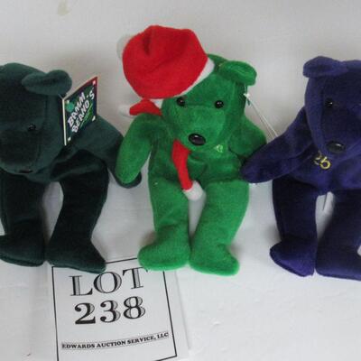 3 Bam Beano Bears Plush Beanbags, Baseball Players Ripkin Jr, Jones, McGwire