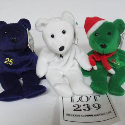 3 Bam Beano Bears Plush Beanbags, Baseball Players Ri[pkin Jr, Martinez, McGwire