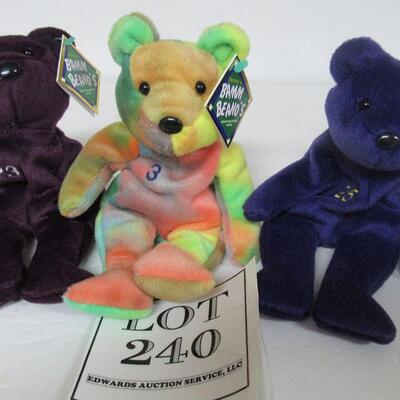 3 Bam Beano Bears, Baseball Players Justice, Rodriguez, McGwire, Plush Bean Bag Bears