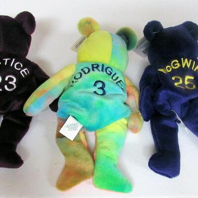 3 Bam Beano Bears, Baseball Players Justice, Rodriguez, McGwire, Plush Bean Bag Bears