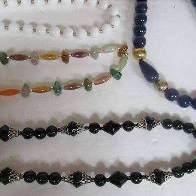Lot of Older Costume Jewelry, Necklaces, White One is Monet, Otherwise Unmarked
