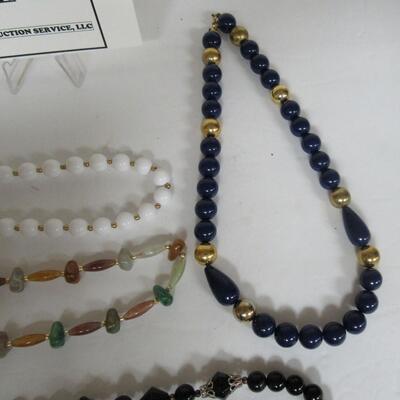 Lot of Older Costume Jewelry, Necklaces, White One is Monet, Otherwise Unmarked