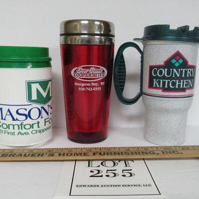 3 Plastic Drinking Cups With Covers, Country Kitchen, More