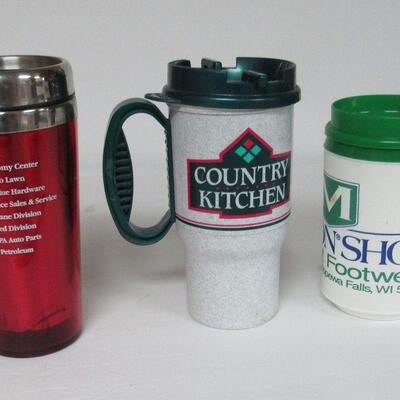 3 Plastic Drinking Cups With Covers, Country Kitchen, More
