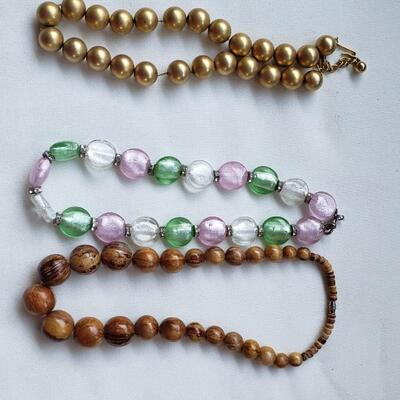 3 vintage costume necklaces beads