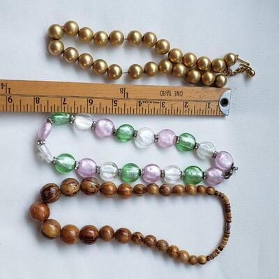 3 vintage costume necklaces beads